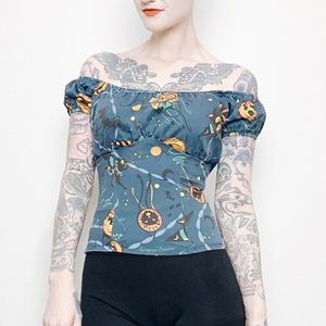Pinup Couture Halloween Lantern Print Top